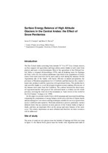 Surface Energy Balance of High Altitude Glaciers in the Central Andes: the Effect of Snow Penitentes Javier G. Corripio and Ross S. Purves ½ ¾