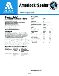 Amerlock Sealer ® Performance Coatings & Finishes  100% solids epoxy sealer