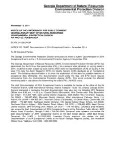 Georgia Department of Natural Resources Environmental Protection Division 2 Martin Luther King Jr. Drive, Suite 1456, Atlanta, Georgia[removed]Judson H. Turner, Director[removed]