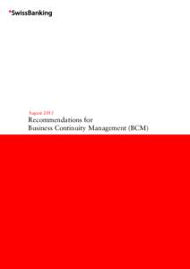 August[removed]Recommendations for Business Continuity Management (BCM)  1