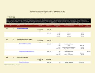 REPORT ON COST AND QUALITY OF SERVICES (BASIC) Fiscal Year: 2010 Funding: IUB NOTE: If a service offered to the IUB community is funded in whole or in part by IUB accounts, the cost, activity measurement, and user satisf