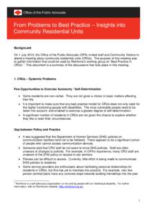 Microsoft Word - From problems to best practice, insights into CRUs.doc