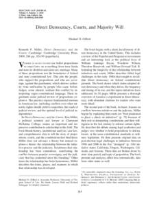 ELECTION LAW JOURNAL Volume 9, Number 3, 2010 © Mary Ann Liebert, Inc. DOI: [removed]elj[removed]Direct Democracy, Courts, and Majority Will