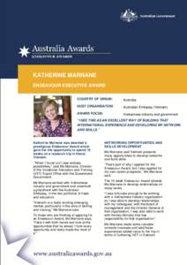 KATHERINE MARNANE ENDEAVOUR EXECUTIVE AWARD COUNTRY OF ORIGIN: Australia