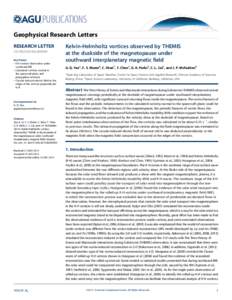 PUBLICATIONS Geophysical Research Letters RESEARCH LETTER[removed]2014GL060589 Key Points: • K-H vortices observation under