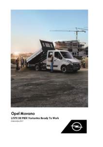 Opel Movano LISTE DE PRIX Variantes Ready To Work 4 décembre