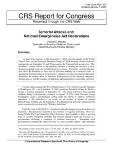 Terrorist Attacks and National Emergencies Act Declarations