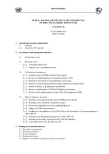 UNFCCC/CCNUCC Page 1 PUBLIC AGENDA FOR THE SIXTY-SECOND MEETING OF THE CDM ACCREDITATION PANEL (Version 01.0)