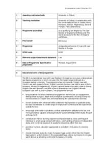 BA Jurisprudence [course 2] Prog Spec[removed]Awarding institution/body