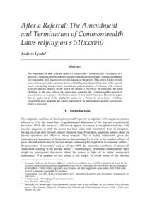 Australia / Corporations Act / Section 51(xxxvii) of the Australian Constitution / Airlines of New South Wales Pty Ltd v New South Wales / Constitution of Australia / Law of Australia / Australian Capital Television Pty Ltd v Commonwealth / Australian constitutional law / Politics of Australia / Law