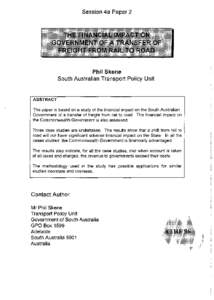 Session 4a Paper 2  Phi I Skene South Australian Transport Policy Unit