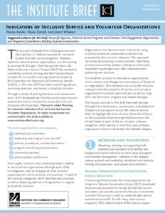 The Institute Brief  Issue No. 30 February[removed]Indicators of Inclusive Service and Volunteer Organizations