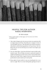 Helpful tips for author radio interviews by Rob Eagar **Bonus article based on Rob Eagar’s Sell Your Book Like Wildfire (bookwildfire.com)