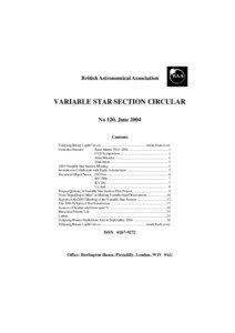 British Astronomical Association  VARIABLE STAR SECTION CIRCULAR