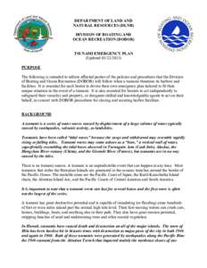 DEPARTMENT OF LAND AND NATURAL RESOURCES (DLNR) DIVISION OF BOATING AND OCEAN RECREATION (DOBOR) TSUNAMI EMERGENCY PLAN (Updated[removed])
