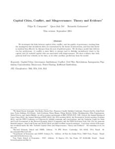 Capital Cities, Conflict, and Misgovernance: Theory and Evidence∗ Filipe R. Campante† Quoc-Anh Do‡  Bernardo Guimaraes§