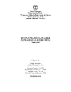 JONES, WALLACE ALEXANDER GENEALOGICAL COLLECTION