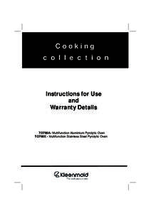 Cooking c o l l e c t i o n Instructions for Use and Warranty Details