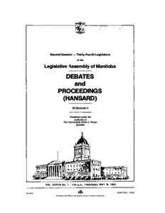 Second Session - Thirty-Fourth Legislature of the Legislative .,,ssembly of Manitoba  DEBATES