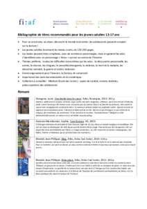 Bibliographie de titres recommandés pour les jeunes adultesans    