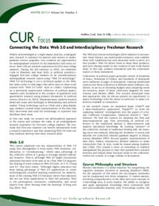 Winter 2013 • Volume 34, Number 2  CUR Focus Matthew Cook, Sean Q. Kelly, California State University Channel Islands