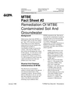 MTBE Fact Sheet #2, Remediation of MTBE Contaminated Soil and Groundwater