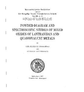 POWDER-DIAGRAM AND SPECTROSCOPIC STUDIES O MIXED OXIDES OF LANTHANIDES  AND QUADRIVALENT METALS