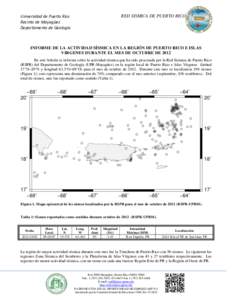 RED SISMICA DE PUERTO RICO  Universidad de Puerto Rico Recinto de Mayagüez Departamento de Geología