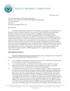 20 February 2014 Naval Facilities Engineering Command Northwest Attention: Ms. Kimberly Kler-NWTT EIS/OEIS Project Manager 1101 Tautog Circle Suite 203 Silverdale, Washington[removed]