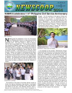 Vol. XXVI No[removed]September 2014 NAMRIA celebrates 114th Philippine Civil Service Anniversary Bringas. For the launching of the agency’s Morale and