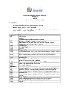 Seminaras „Globalusis švietimas praktikoje“ PROGRAMA 2014 m. (Utenos švietimo centras, Maironio g[removed]Seminaro tikslai: