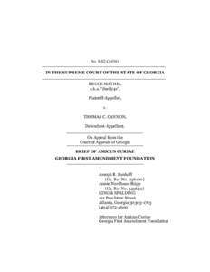 No. S-02-G-0361 IN THE SUPREME COURT OF THE STATE OF GEORGIA BRUCE MATHIS, a.k.a. “duelly41”, Plaintiff-Appellee, v.