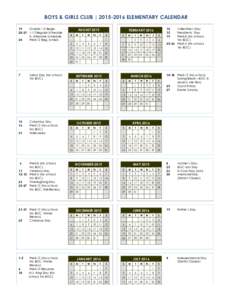 BOYS & GIRLS CLUB | ELEMENTARY CALENDAR 19 Grades 1-5 BeginRegular Schedule K. Alternate Schedule 24