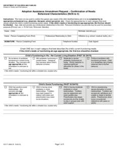 ADOPTION ASSISTANCE AMENDMENT REQUEST – CONFIRMATION OF NEEDS