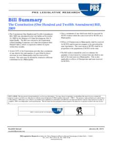 Bill Summary The Constitution (One Hundred and Twelfth Amendment) Bill, 2009  The Constitution (One Hundred and Twelfth Amendment)   Also, a minimum of one-third seats shall be reserved for