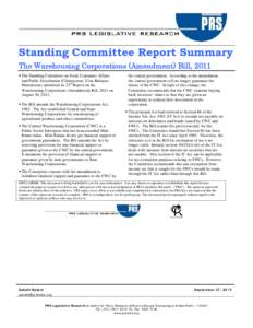 Microsoft Word - Standing Committe Report Summary warehousing corporations amendment bill 2012.doc