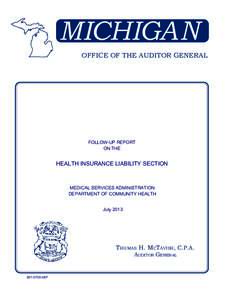 MICHIGAN OFFICE OF THE AUDITOR GENERAL FOLLOW-UP REPORT ON THE