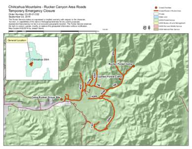 Chiricahua Mountains - Rucker Canyon Area Roads Temporary Emergency Closure Closed Facilities  Closed Roads in Rucker Area