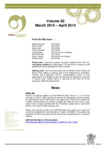Volume 50 March 2014 – April 2014 From the HEU team[removed]Barbara Barrett Elaine Jones