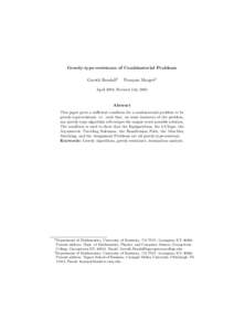 Greedy-type-resistance of Combinatorial Problems Gareth Bendall1 Fran¸cois Margot2  April 2004; Revised July 2005