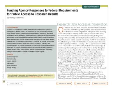 Special Section  Funding Agency Responses to Federal Requirements for Public Access to Research Results Bulletin of the Association for Information Science and Technology – August/September 2014 – Volume 40, Number 6