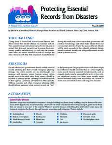 Protecting Essential Records from Disasters A Municipal Action Guide March 2009