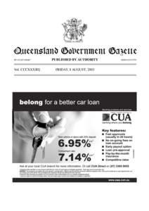 Queensland Government Gazette PP[removed]Vol. CCCXXXIII]  PUBLISHED BY AUTHORITY