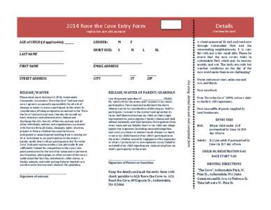    2014	
  Rove	
  the	
  Cove	
  Entry	
  Form	
  	
   Details	
  