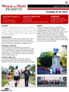 QUICK FACTS October 8-10, 2015 RACE DAY Octobermi Finish Line Festival Post Race Concert