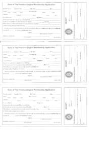 .S  Sons of The American Legion Membership Application Birth Oate,_ _ _ _ _ _ _ _ _ Oate _ _ _ __  Detachment of __ Squadron No.