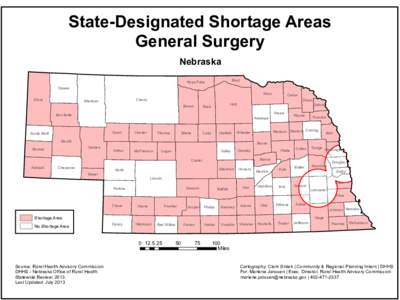 State-Designated Shortage Areas General Surgery Nebraska Dawes Sioux