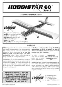 ™  ASSEMBLY INSTRUCTIONS Wingspan: 71 in [1805mm] Weight: 7–8 lb [3180–3630 g]