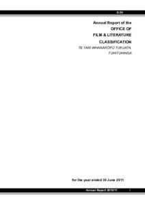 G.58  Annual Report of the OFFICE OF FILM & LITERATURE CLASSIFICATION