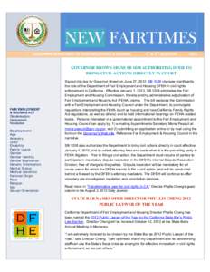 NEW FAIRTIMES CALIFORNIA DEPARTMENT OF FAIR EMPLOYMENT & HOUSING 1ST & 2ND QUARTERS  2012